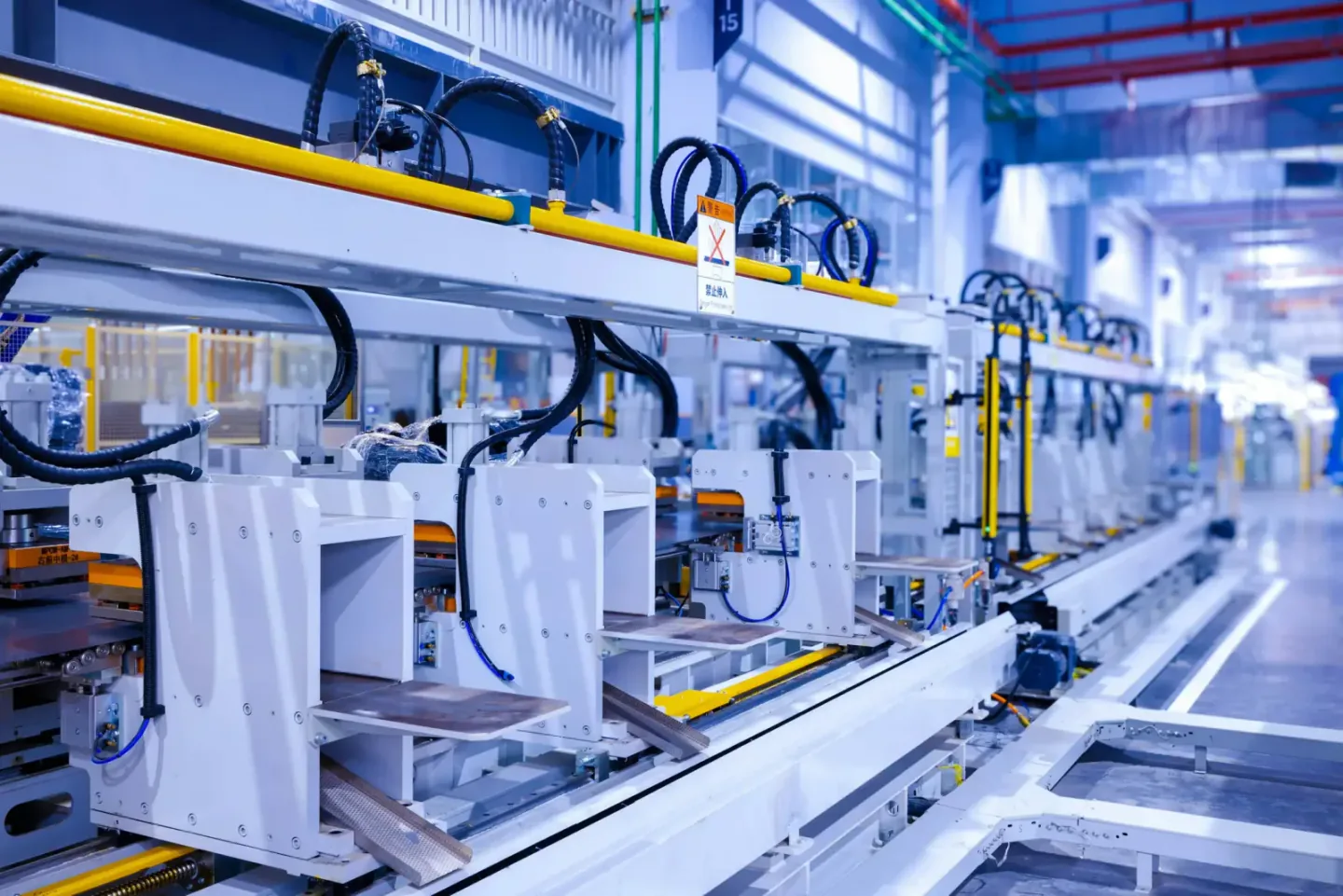 Household appliance and homeware assembly line inside a clean manufacturing plant